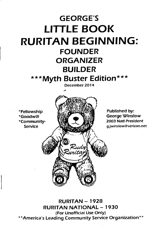 Ruritan – George’s Little Book — Founders, Organizers, Builders “Myth Busters” (December 2014)